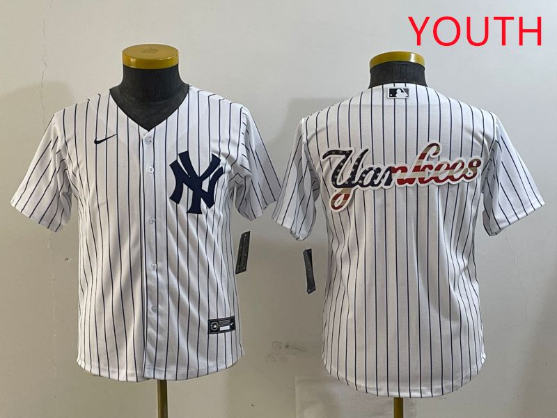 Youth New York Yankees Blank White Stripe Game 2025 Nike MLB Jersey style 27->youth mlb jersey->Youth Jersey